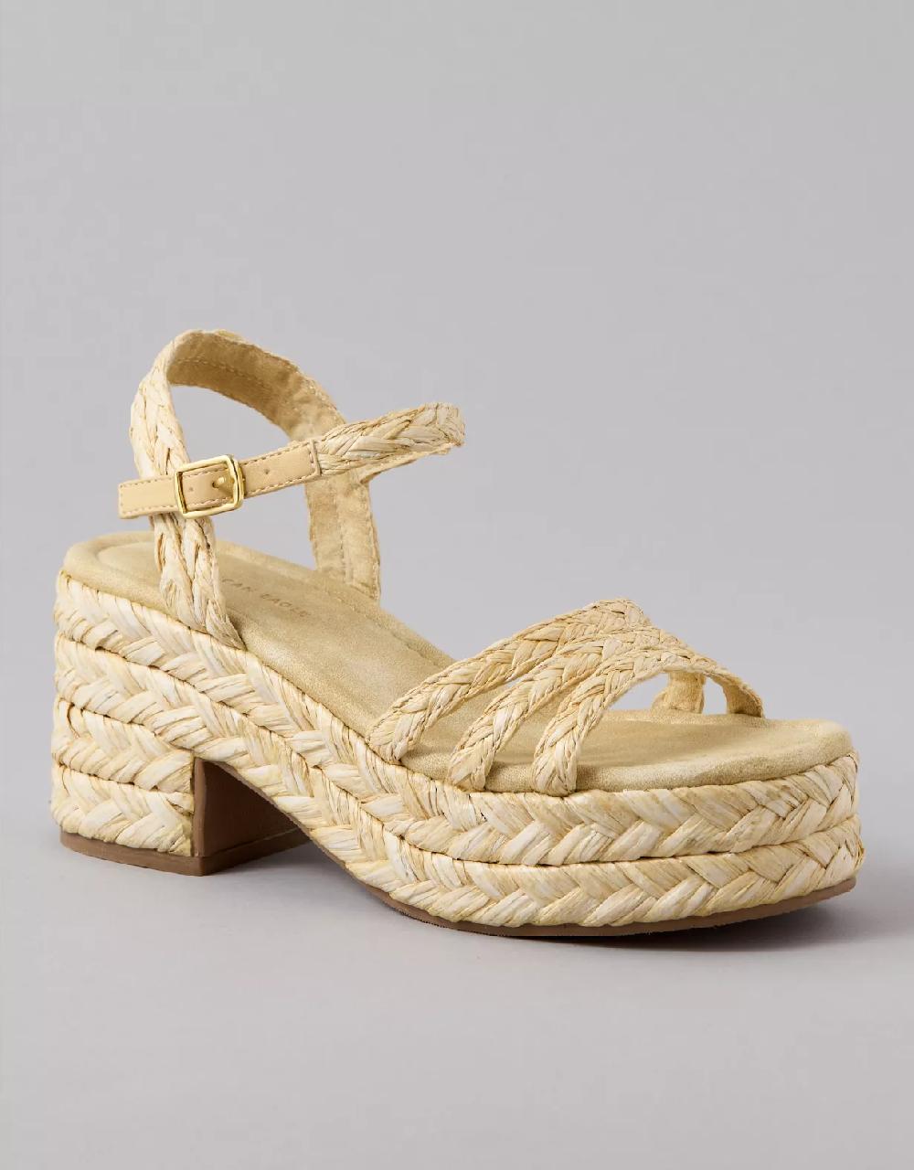 american eagle AE Raffia Platform Sandal