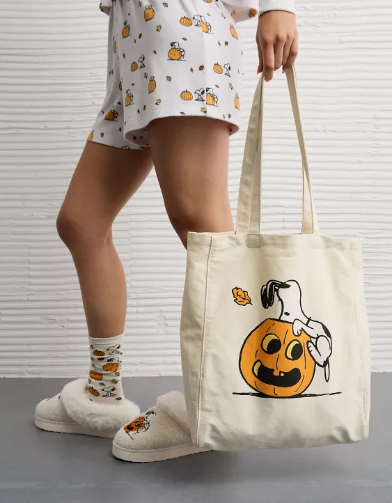 American Eagle AE Snoopy Halloween Canvas Tote Bag