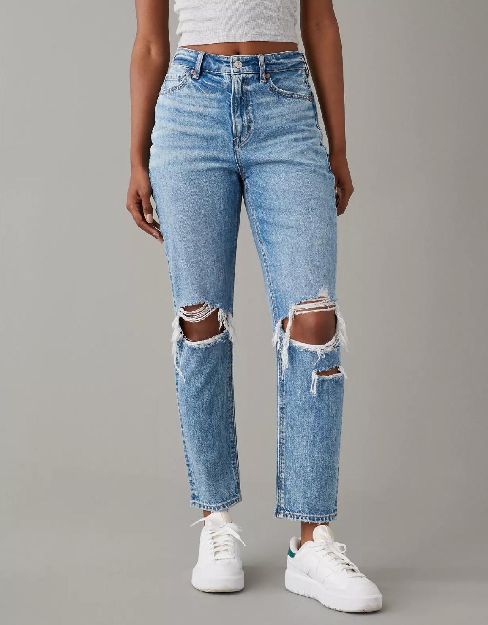 american eagle AE Strigid Ripped Mom Jean