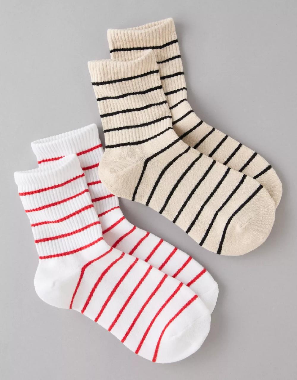 american eagle AE Striped '90s Crew Socks 2-Pack