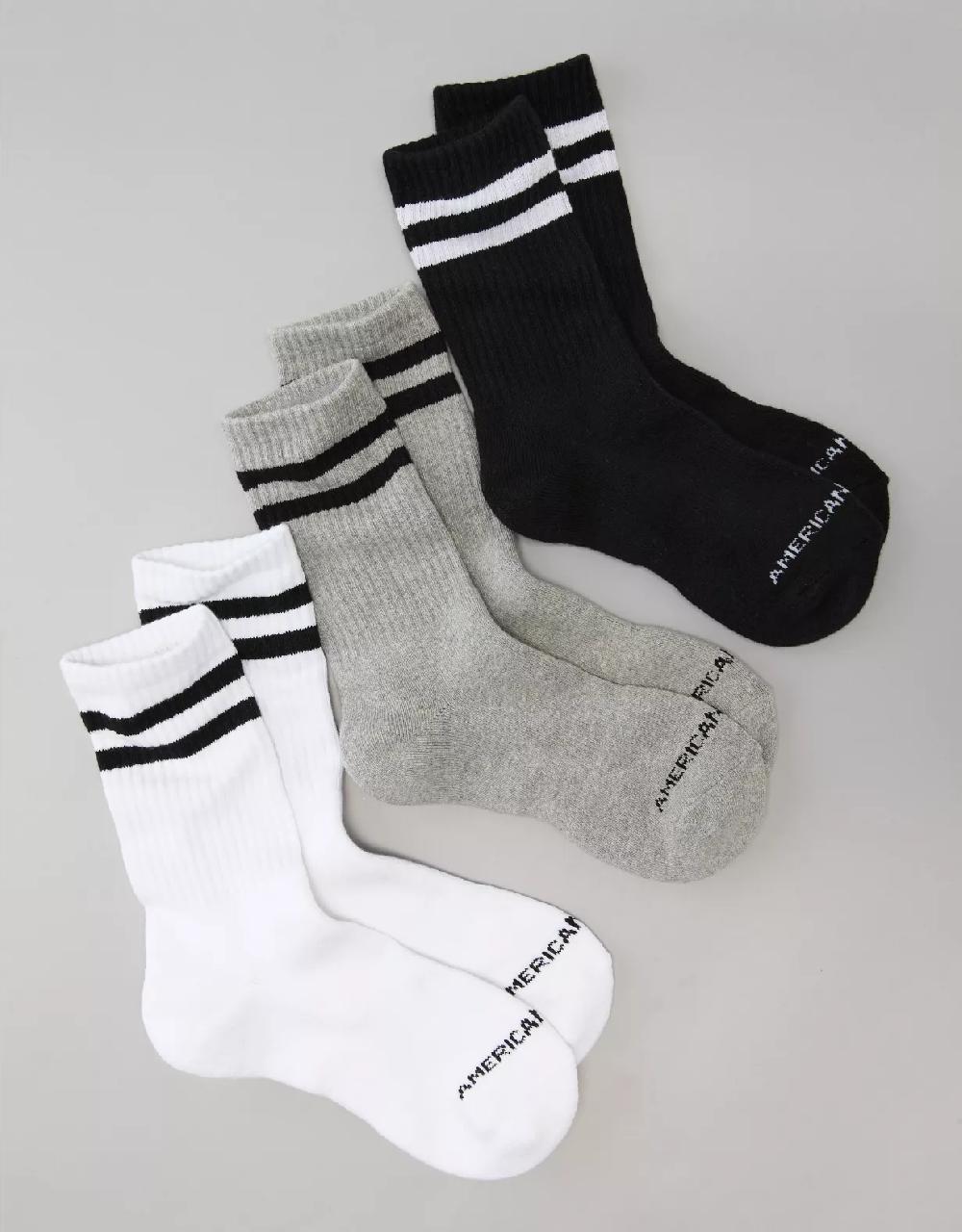 american eagle AE Striped Crew Socks 3-Pack