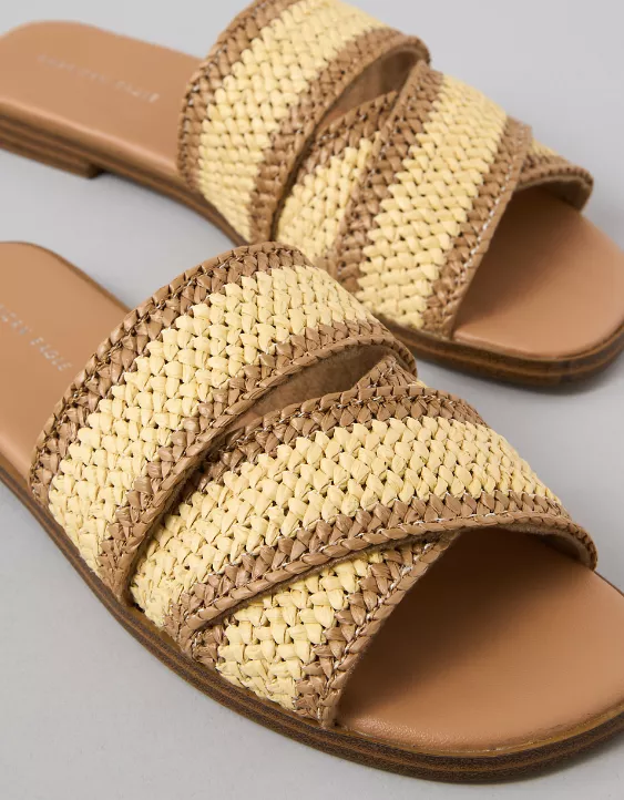 American Eagle AE Two-Tone Raffia Slide Sandal