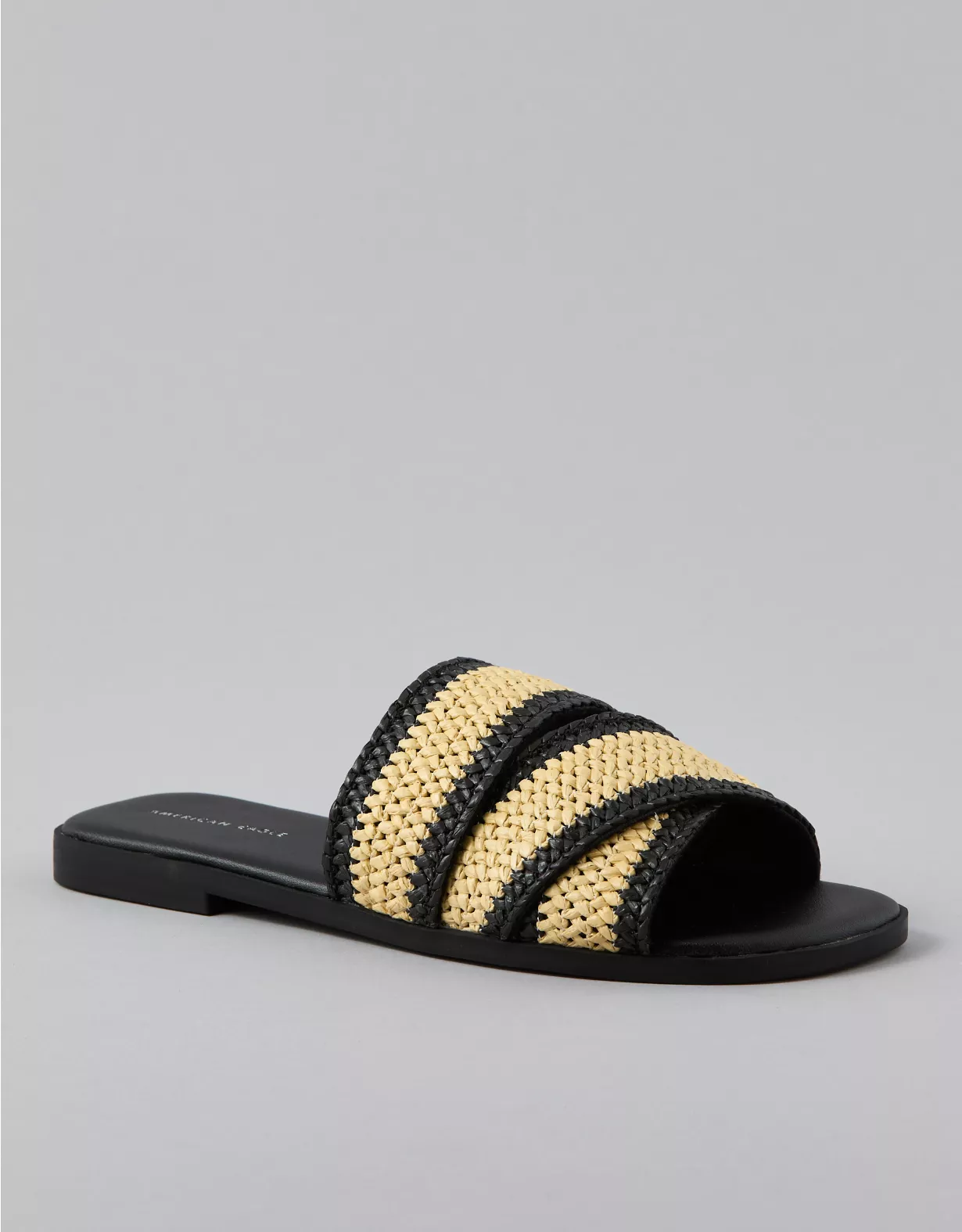 american eagle AE Two-Tone Raffia Slide Sandal