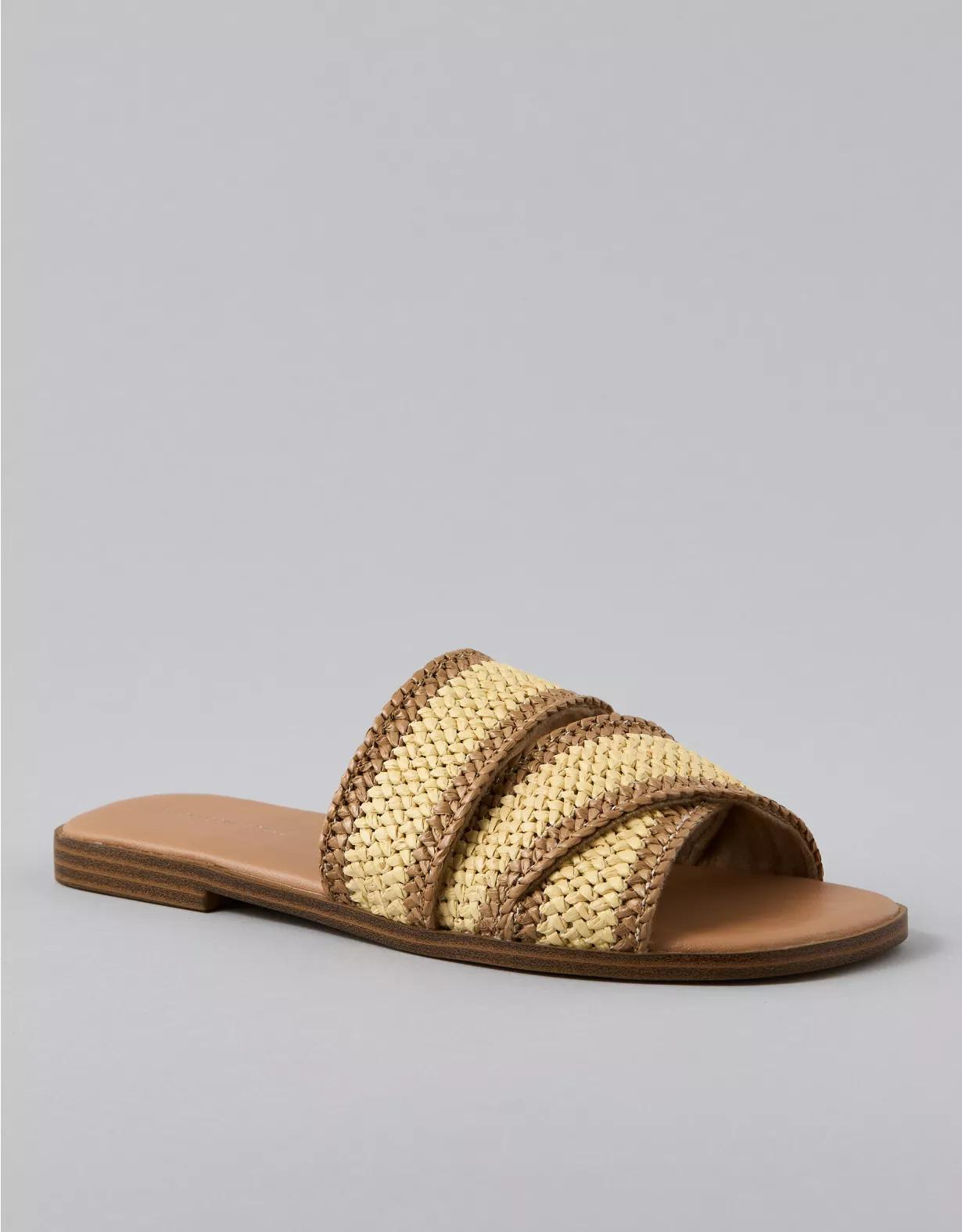 american eagle AE Two-Tone Raffia Slide Sandal