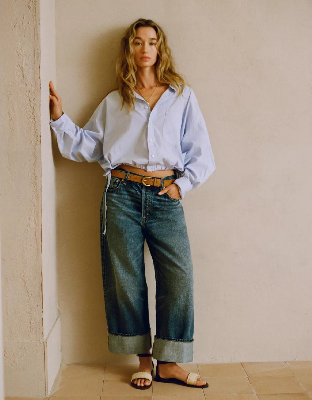 american eagle AE77 Premium Wide Crop Cuff Jean