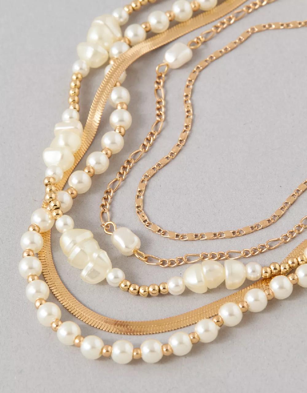 American Eagle AEO Chipped Pearl Necklace 5-Pack
