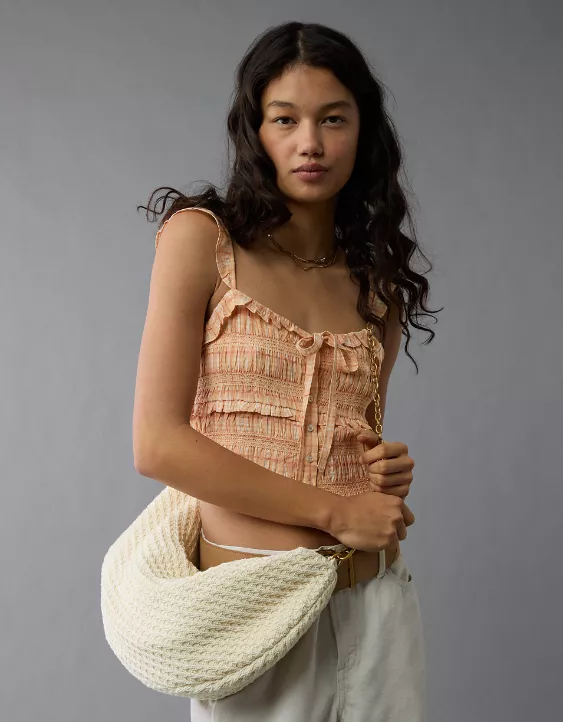 American Eagle AEO Crochet Crescent Bag