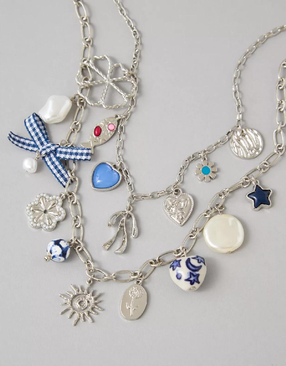 American Eagle AEO Double Layered Charm Necklace