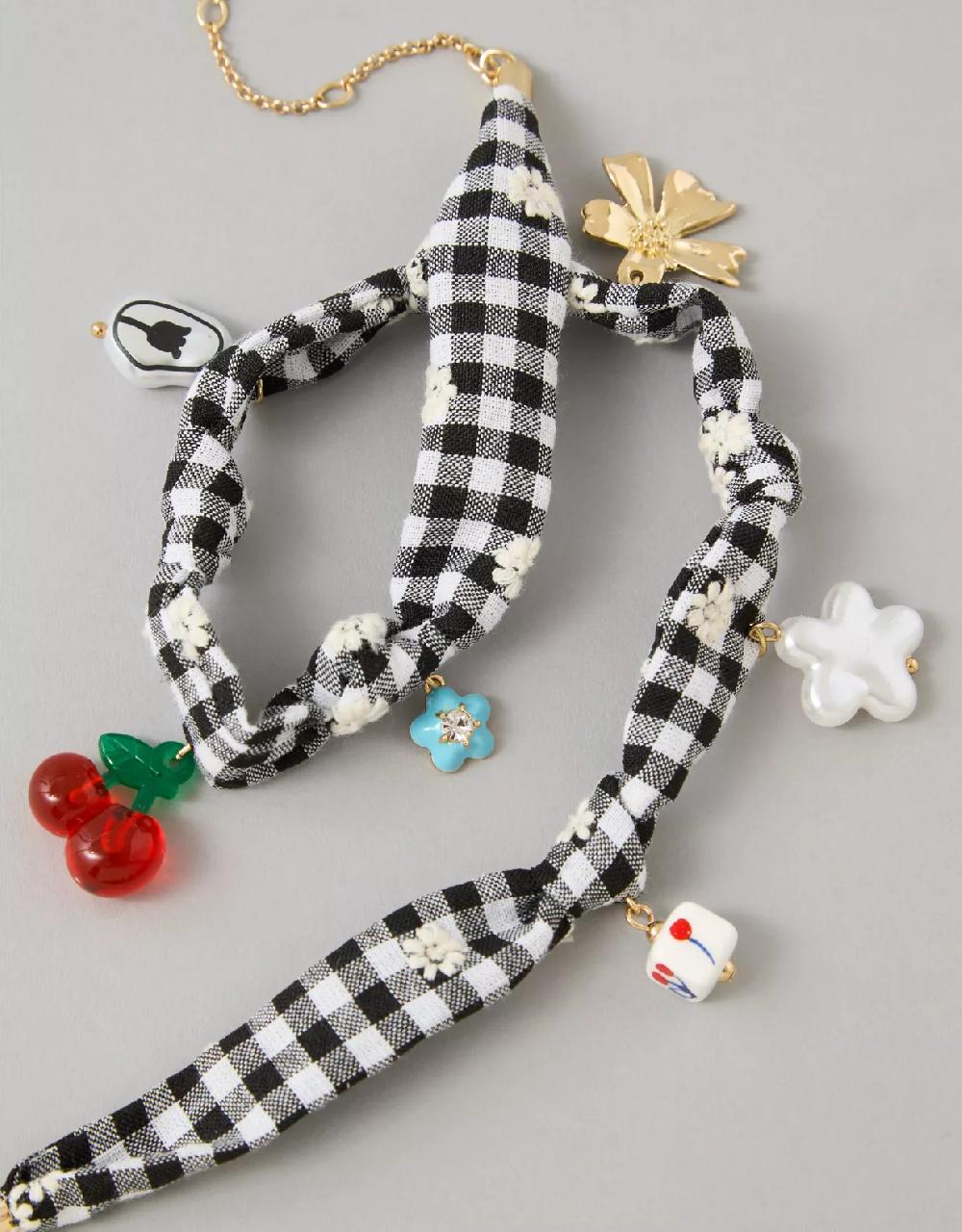 American Eagle AEO Gingham Charm Necklace