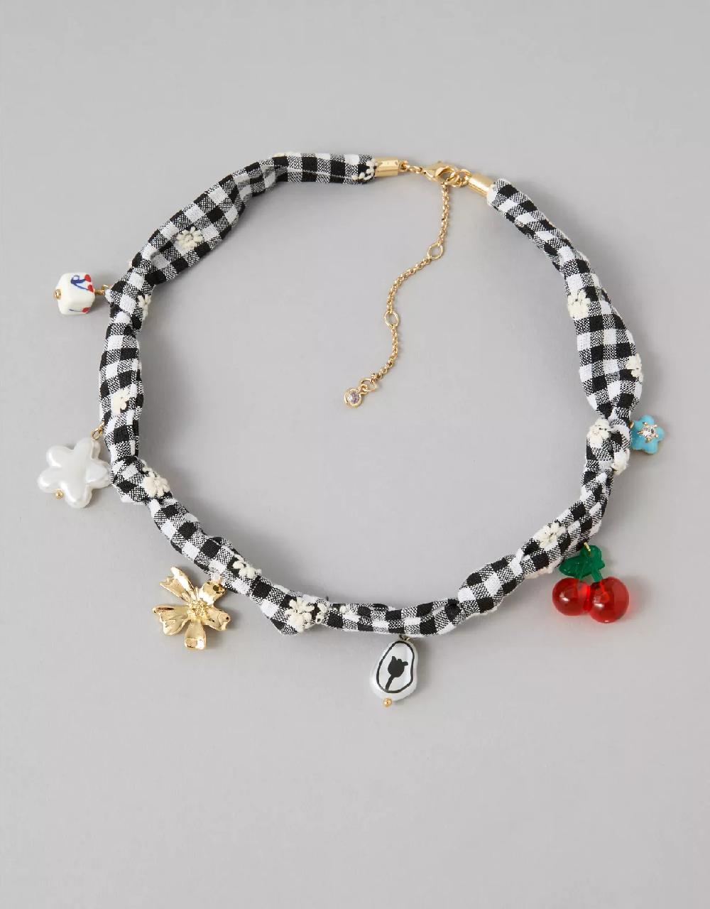 american eagle AEO Gingham Charm Necklace