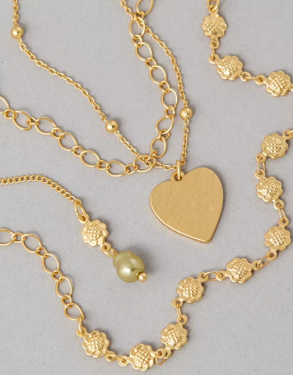 American Eagle AEO Heart & Pearl Necklaces 4-Pack