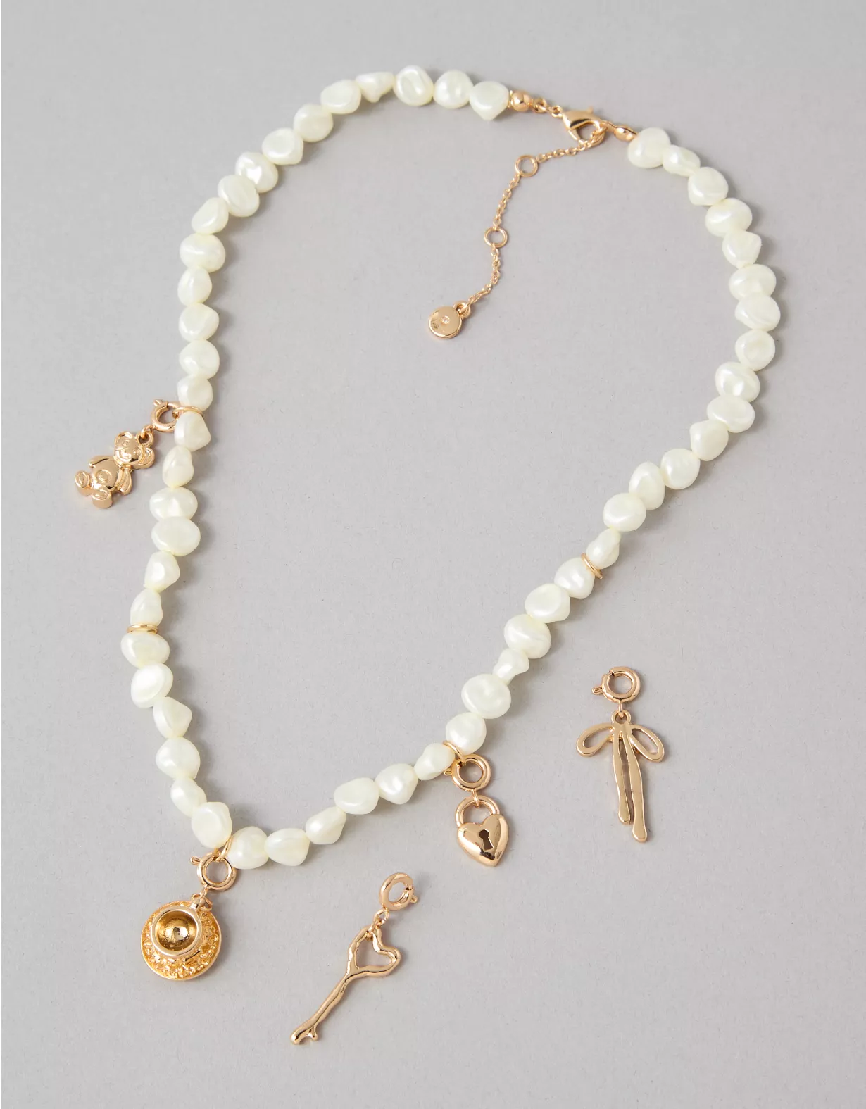 american eagle AEO Pearl Charm Kit Necklace
