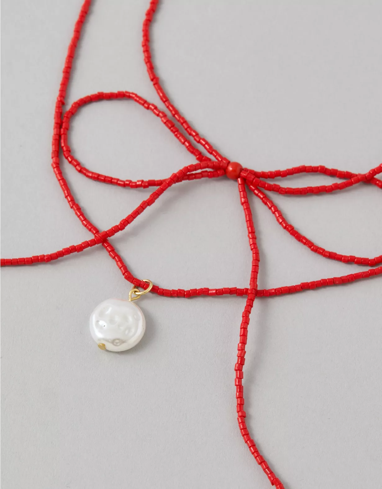 American Eagle AEO Red Bow Necklace