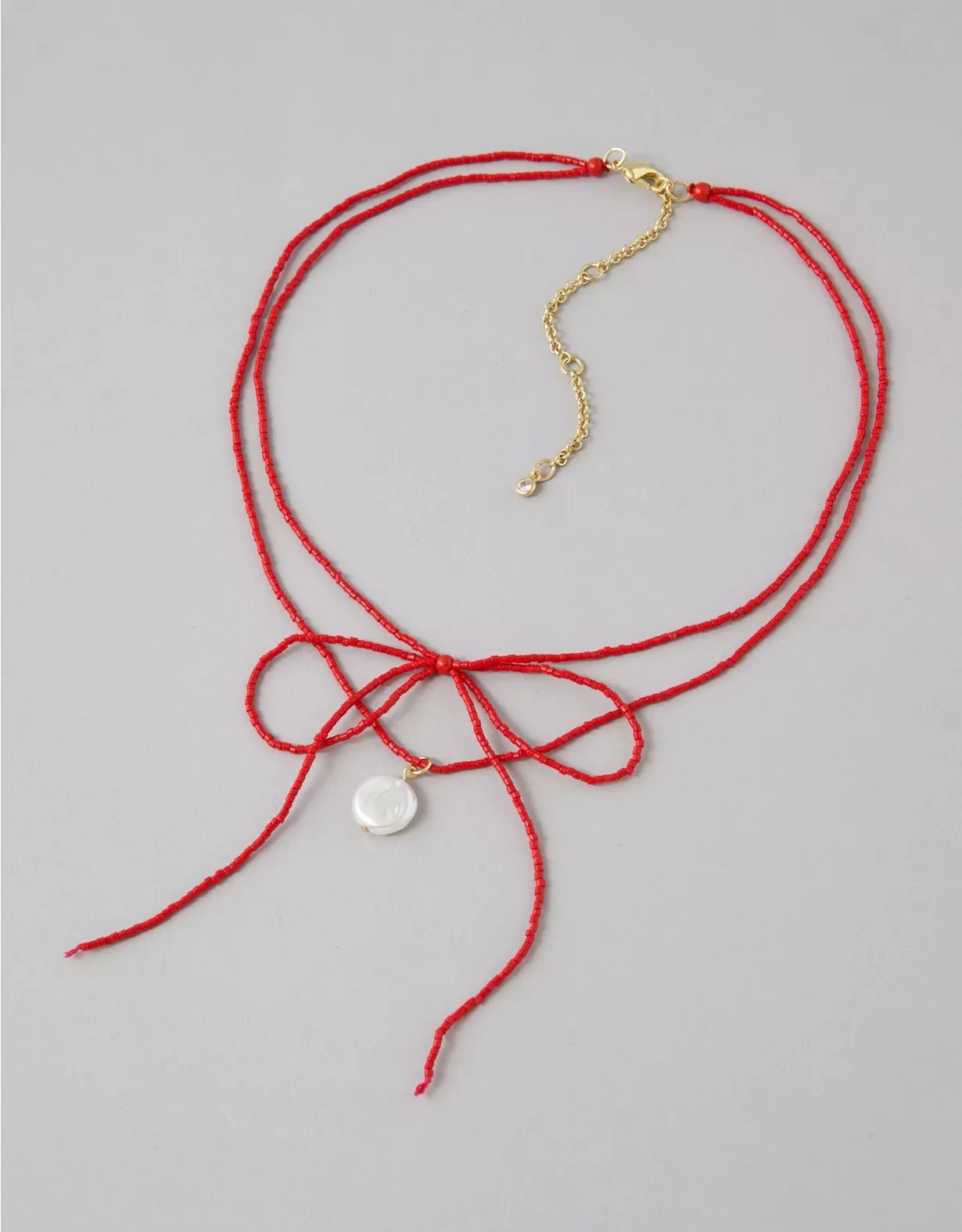american eagle AEO Red Bow Necklace