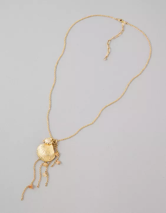 American Eagle AEO Shell Heart Long Necklace