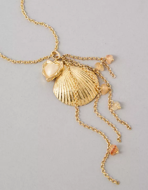 American Eagle AEO Shell Heart Long Necklace