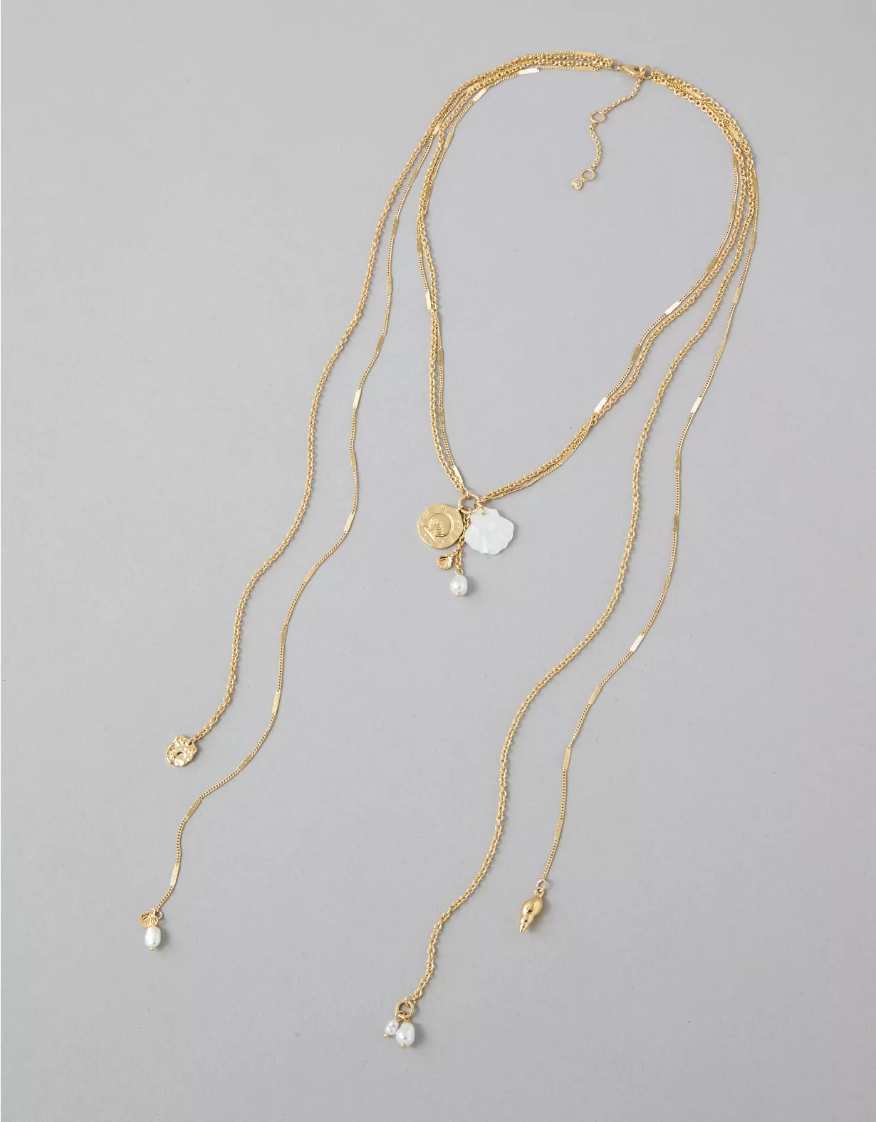 american eagle AEO Shell Pearl Long Necklace