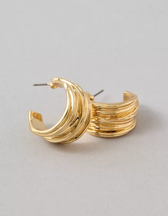 American Eagle AEO Textured Half Hoop Earrings