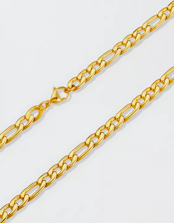 American Eagle West Coast Jewelry Polished Stainless Steel Figaro Chain Necklace