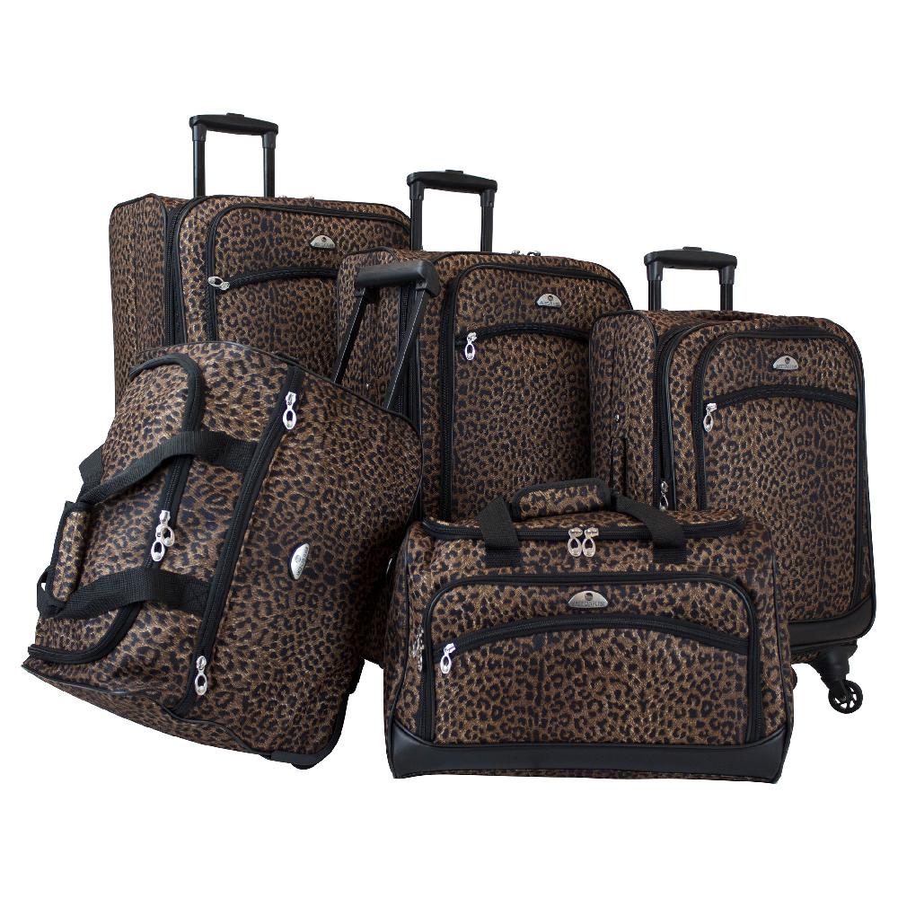 american flyer American Flyer Animal Print 5-Piece Spinner Luggage Set