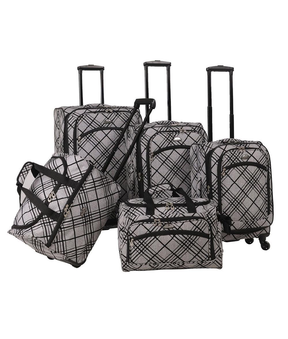 american flyer American Flyer Silver Stripes 5-Piece Spinner Luggage Set