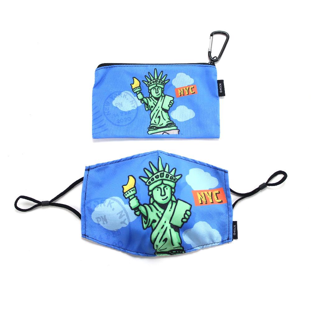 american flyer Ed Heck Cityscapes Adult Face Mask & Travel Pouch