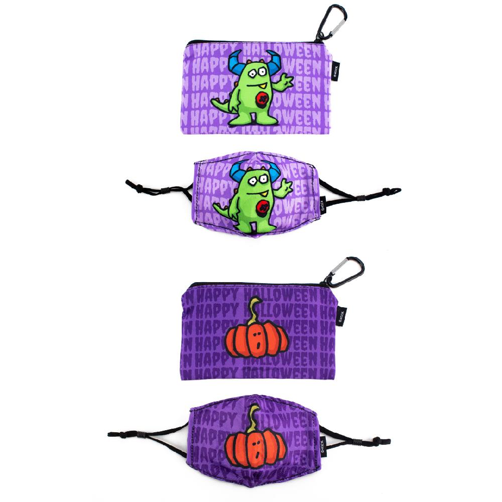 american flyer Ed Heck Halloween 4-Piece Children's Face Mask & Travel Pouch Set
