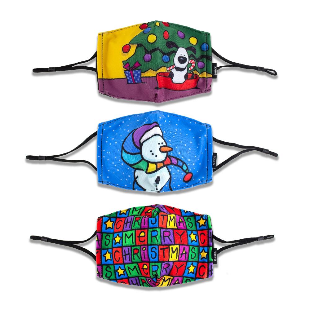american flyer Ed Heck Holiday 3-Piece Adult Face Mask Set