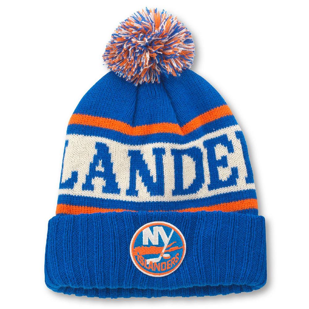 american needle Pillow Line Knit Pom Pom Beanie – New York Islanders
