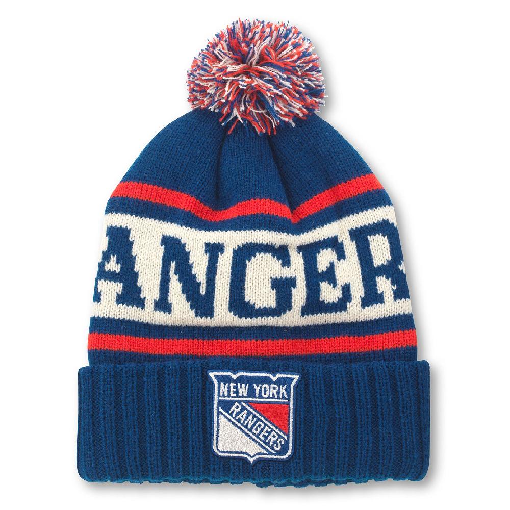 american needle Pillow Line Knit Pom Pom Beanie – New York Rangers