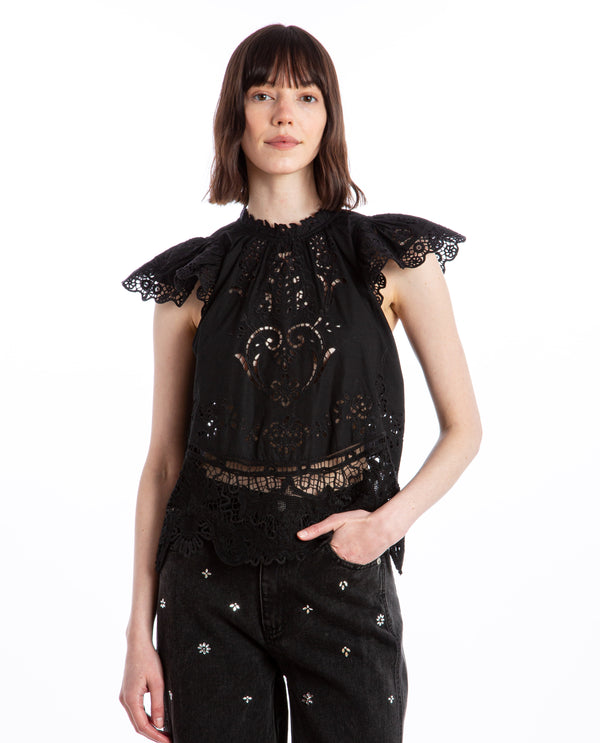 American Rag Cie Gianna Lace Flutter Sleeve Top – American Rag Cie