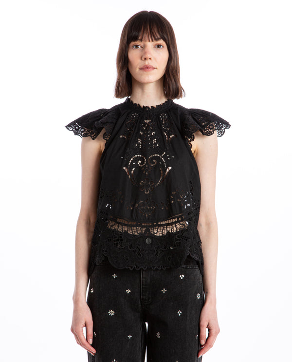 american rag cie Gianna Lace Flutter Sleeve Top – American Rag Cie