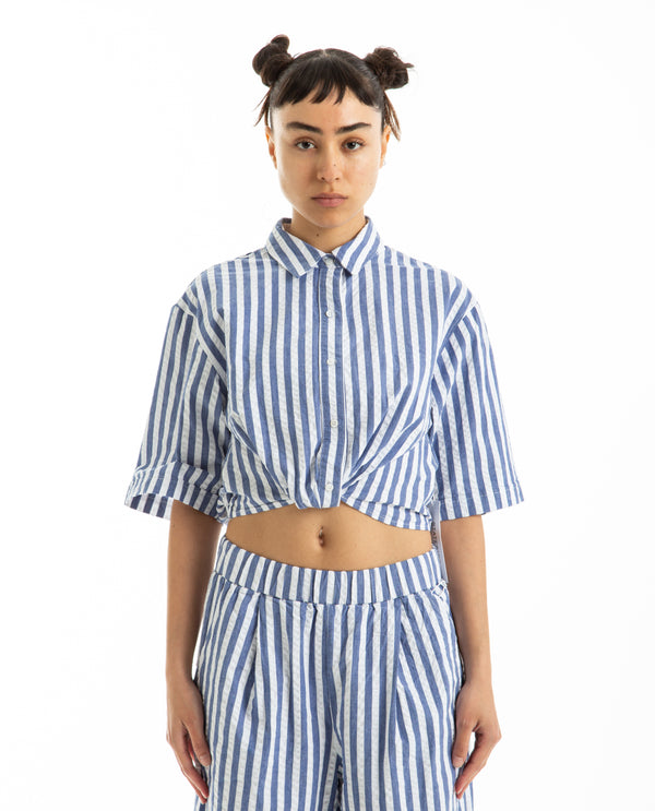 american rag cie Puckered Stripe S/S Cropped – American Rag Cie