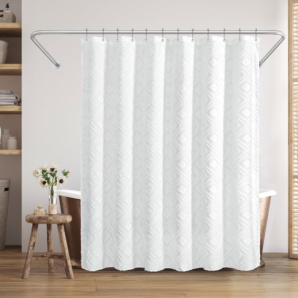 Americanflat 71x71 Woven Linen Shower Curtain With Tassel Accents And 12 Grommets | – Americanflat