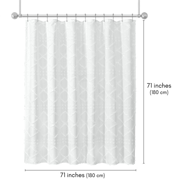 Americanflat 71x71 Woven Linen Shower Curtain With Tassel Accents And 12 Grommets | – Americanflat