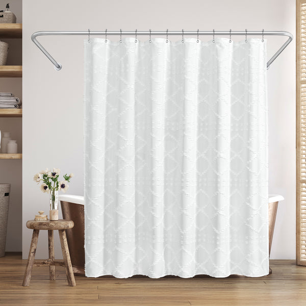 americanflat 71x71 Woven Linen Shower Curtain with Tassel Accents and 12 Grommets | – Americanflat