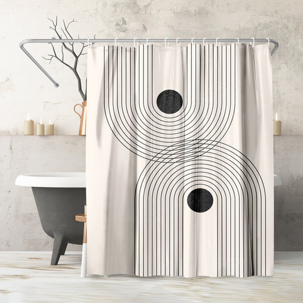 americanflat 71x74 Abstract Shower Curtain with 12 Metal Grommets | Black Geometric – Americanflat americanflat 71x74 Abstract Shower Curtain with 12 Metal Grommets | Black Geometric – Americanflat