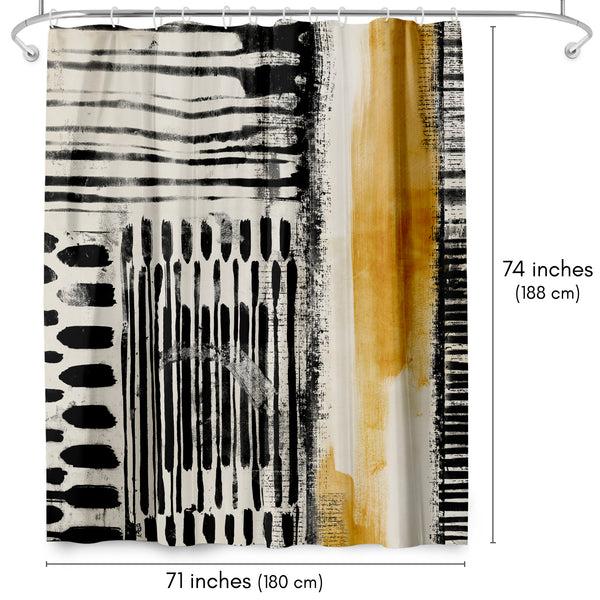Americanflat 71x74 Abstract Shower Curtain With 12 Metal Grommets | Black And Gold – Americanflat