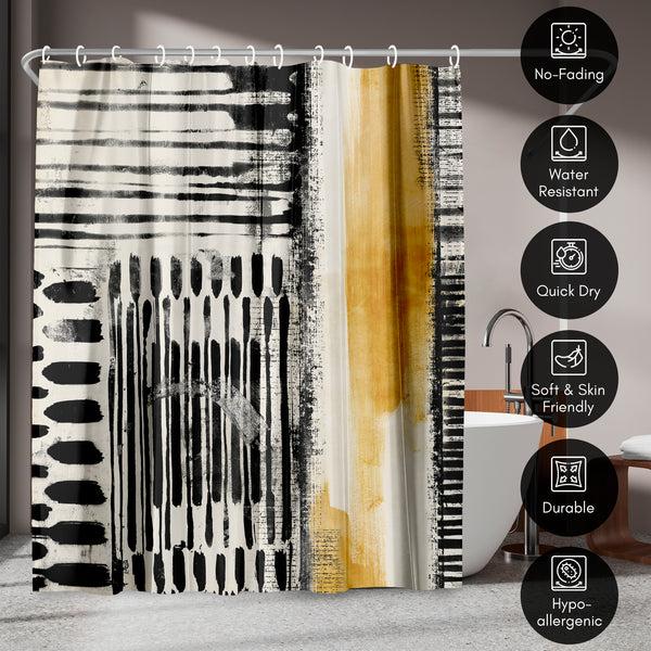 Americanflat 71x74 Abstract Shower Curtain With 12 Metal Grommets | Black And Gold – Americanflat