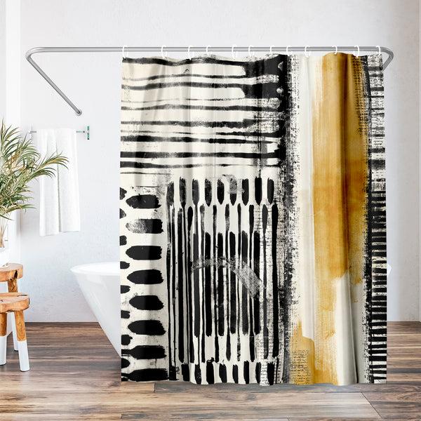 americanflat 71x74 Abstract Shower Curtain with 12 Metal Grommets | Black and Gold – Americanflat americanflat 71x74 Abstract Shower Curtain with 12 Metal Grommets | Black and Gold – Americanflat