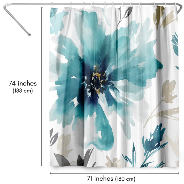 Americanflat 71x74 Abstract Shower Curtain With 12 Metal Grommets | Blue Floral – Americanflat