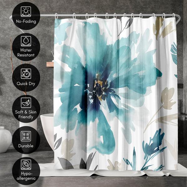 Americanflat 71x74 Abstract Shower Curtain With 12 Metal Grommets | Blue Floral – Americanflat