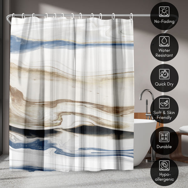 Americanflat 71x74 Abstract Shower Curtain With 12 Metal Grommets | Navy And Cream – Americanflat