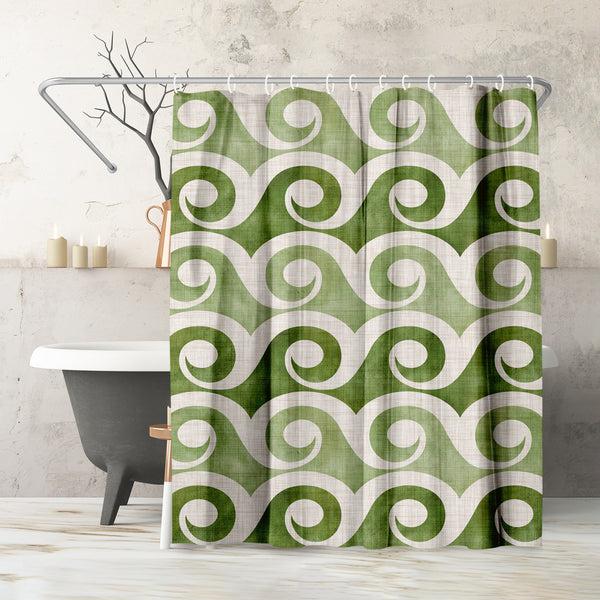 americanflat 71x74 Abstract Shower Curtain with 12 Metal Grommets | Retro Waves – Americanflat