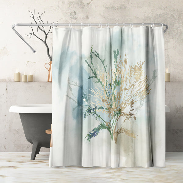 americanflat 71x74 Abstract Shower Curtain with 12 Metal Grommets | Green Coral – Americanflat