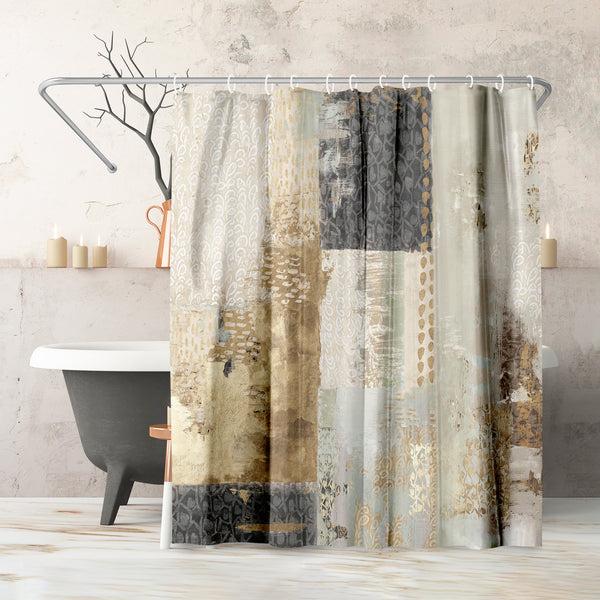 americanflat 71x74 Abstract Shower Curtain with 12 Metal Grommets | Vertical Distre – Americanflat