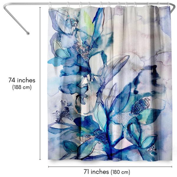 Americanflat 71x74 Abstract Shower Curtain With 12 Metal Grommets | Aqua Floral – Americanflat