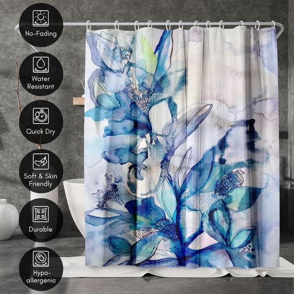 Americanflat 71x74 Abstract Shower Curtain With 12 Metal Grommets | Aqua Floral – Americanflat