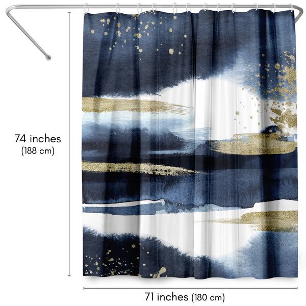 Americanflat 71x74 Abstract Shower Curtain With 12 Metal Grommets | Navy Blue And G – Americanflat