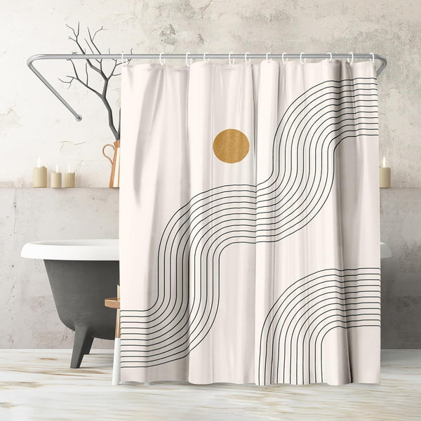 americanflat 71x74 Abstract Shower Curtain with 12 Metal Grommets | Geometric Lines – Americanflat